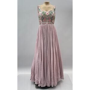 Frontier Heritage Embroidered Floral Pleated Maxi Dress Pink ALTERED Fits XS/S